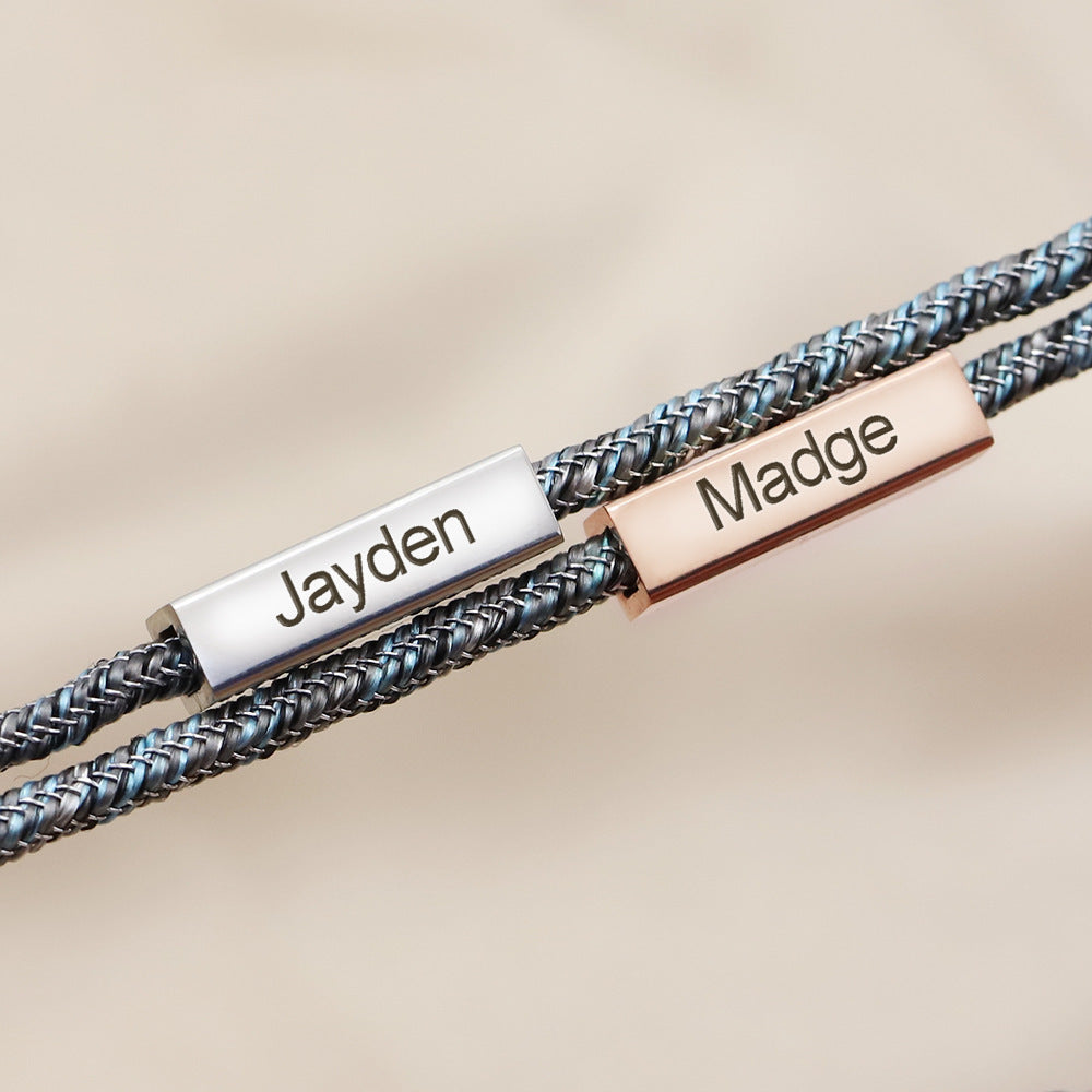 European and American  personality DIY engraved name weaving bracelet letter magnetic couple bracelet niche sense bracelet