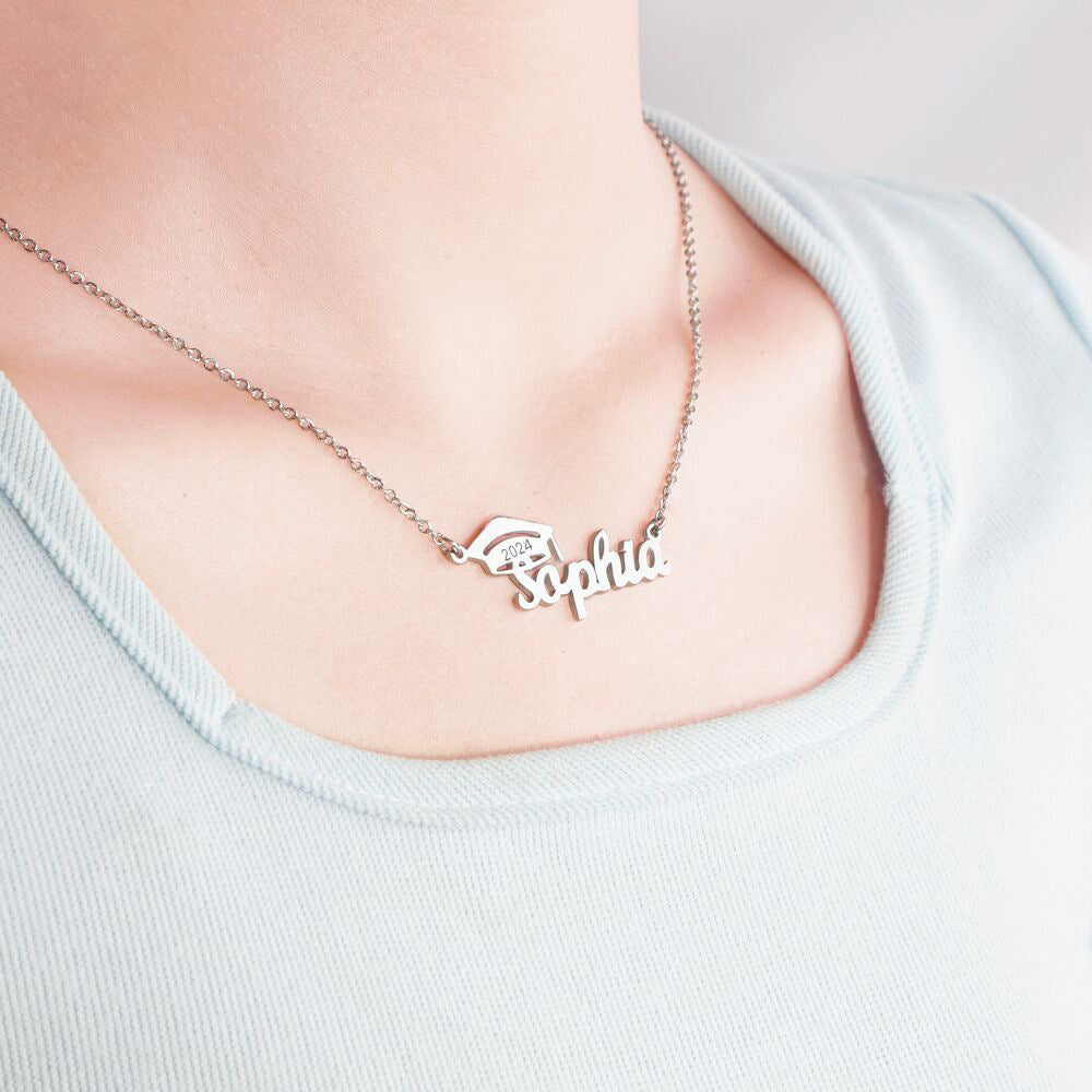 Titanium silver necklace bachelor cap graduation cap 2025  college student graduation commemorative gift doctor cap necklace