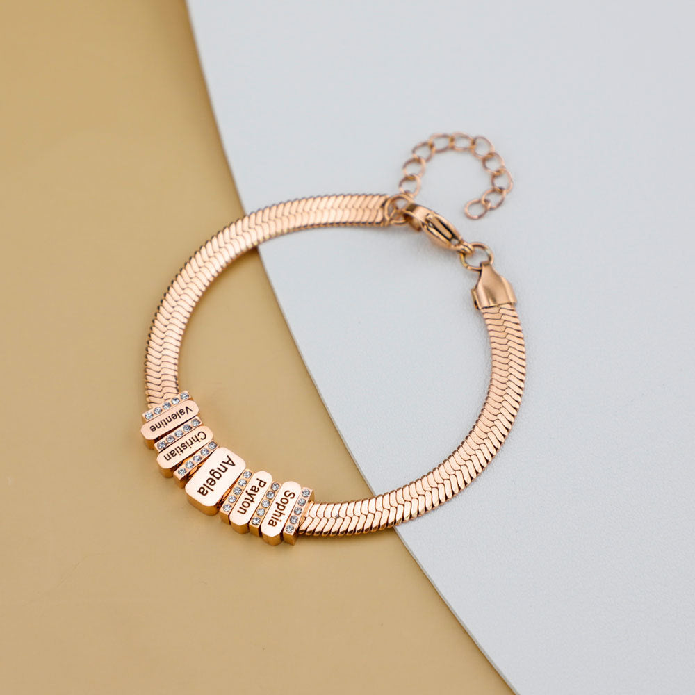 European and American new cross-border diamond-encrusted flat snake chain bracelet fashion and versatile letter bracelet hand jewelry
