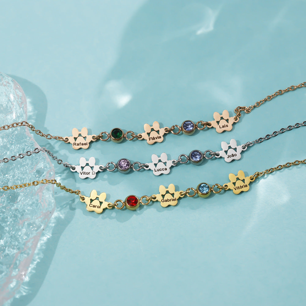 four-leaf clover lettering necklace women's  butterfly foot flower element birthstone bracelet