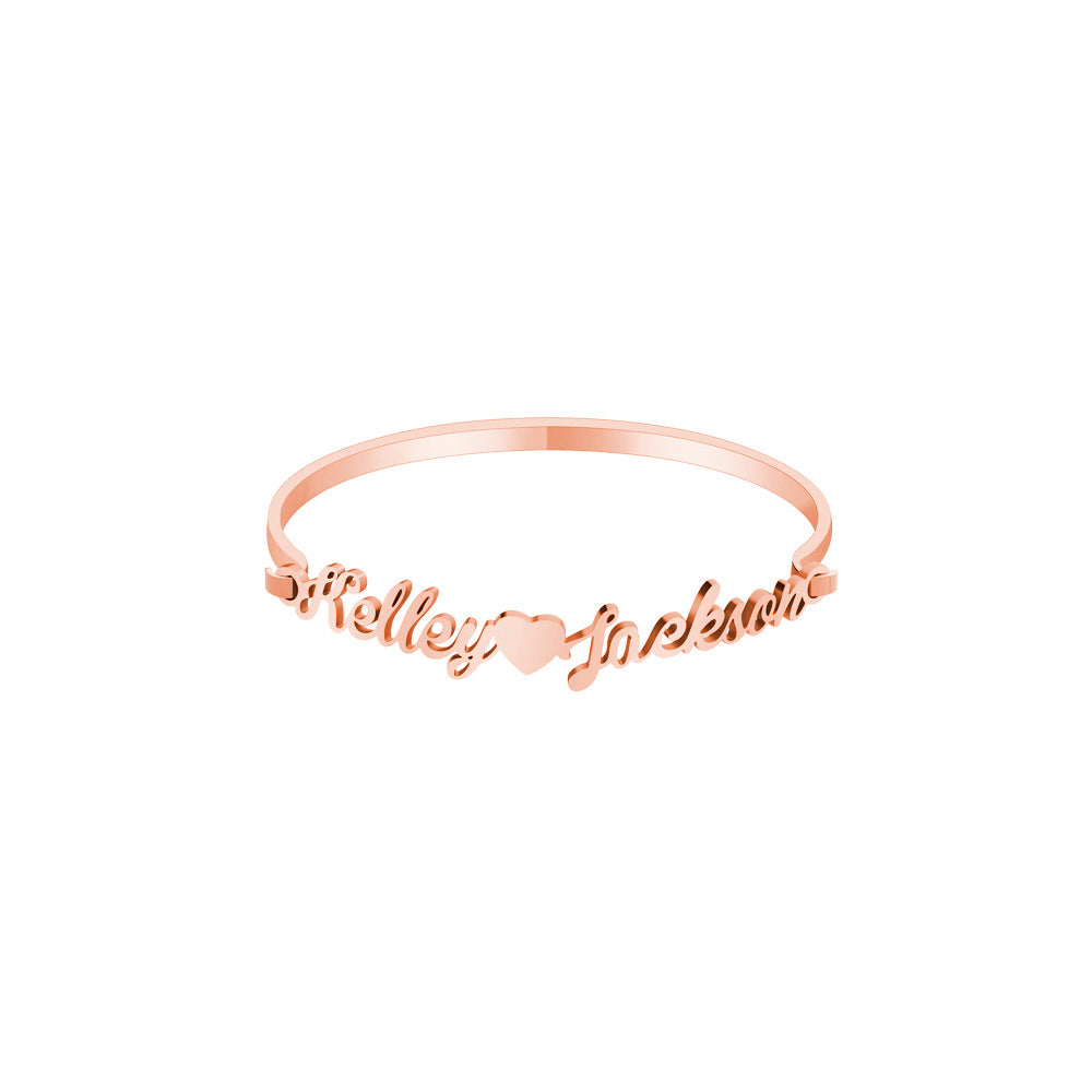 custom cut name bracelet fashion versatile women's stainless steel fashion versatile couple series bracelet