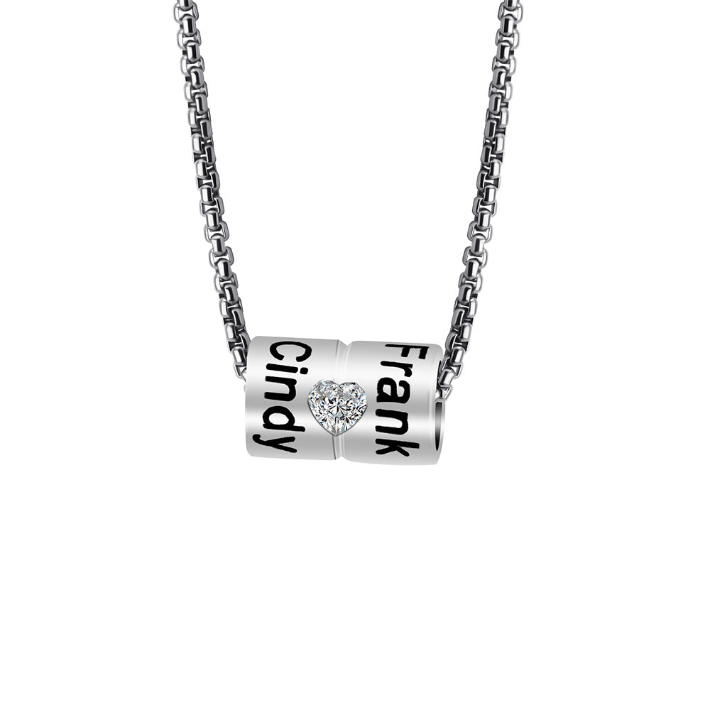 European and American  non-fading copper material, fashionable temperament, versatile women's necklace, engraved name pendant
