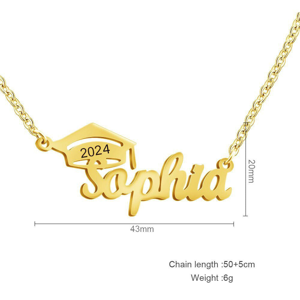 Titanium silver necklace bachelor cap graduation cap 2025  college student graduation commemorative gift doctor cap necklace