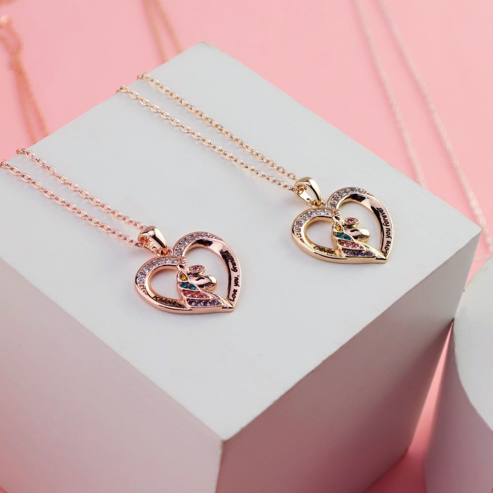 Mother's Day gifts, copper material necklaces, European and American fashion, personality, creative unicorn necklaces, female letter pendant jewelry