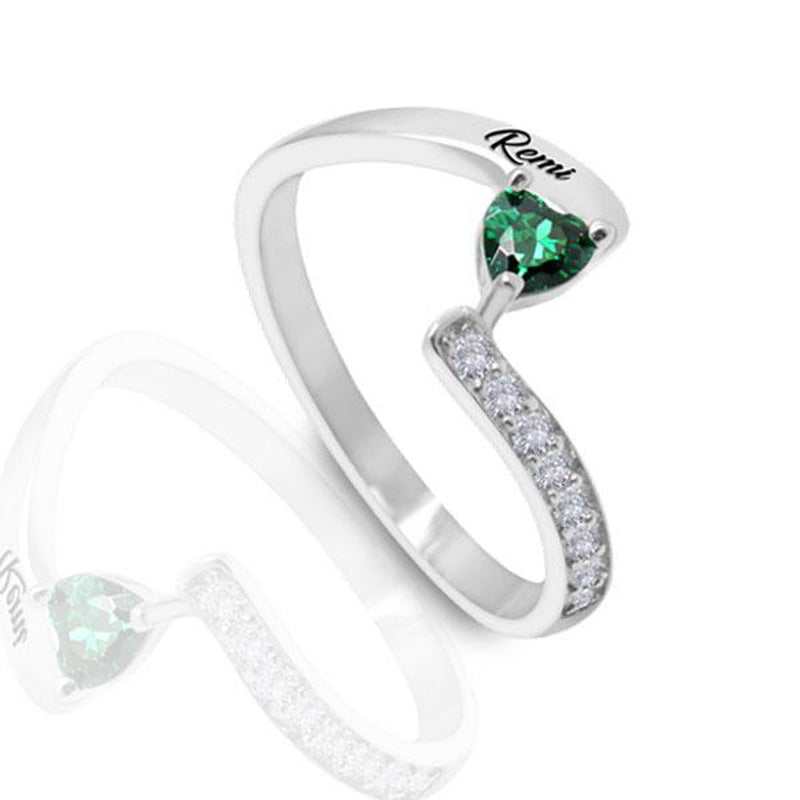 New Mother's Day Gift DIY Engraved Ring Hand Ornament Cross Border New Creative Fashion Micro Zircon Ring Woman