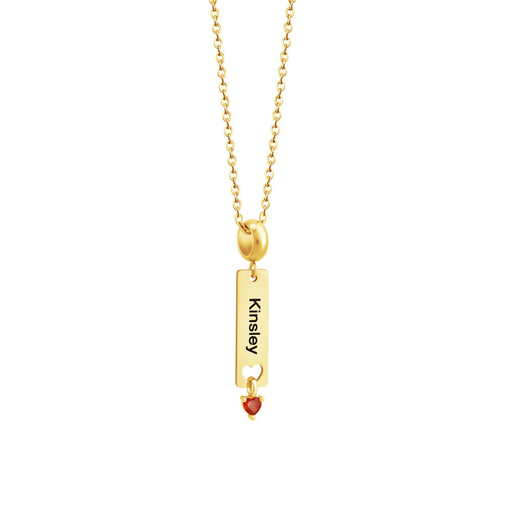 new peach heart birthday diamond clavicle chain birthday gift niche square piece couple necklace accessories can be engraved