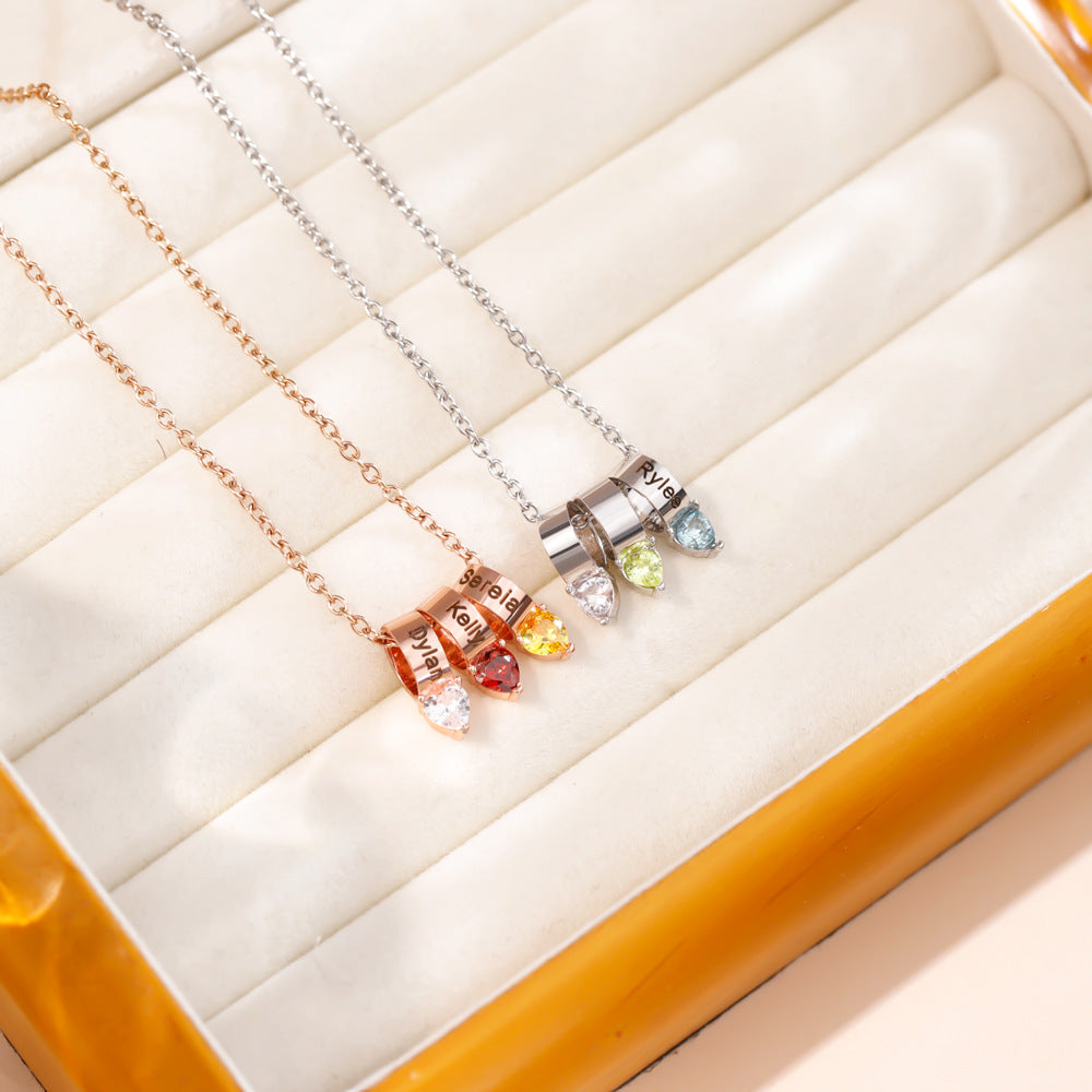 New Product MOM Peach Heart Diamond Lettering Ring Necklace Gift Jewelry Personality DIY Lettering Clavicle Chain Woman