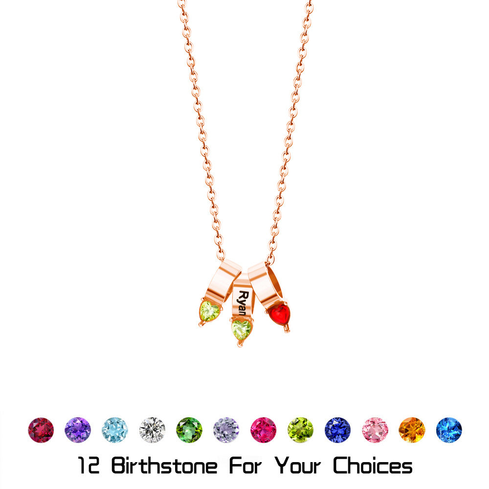 New Product MOM Peach Heart Diamond Lettering Ring Necklace Gift Jewelry Personality DIY Lettering Clavicle Chain Woman