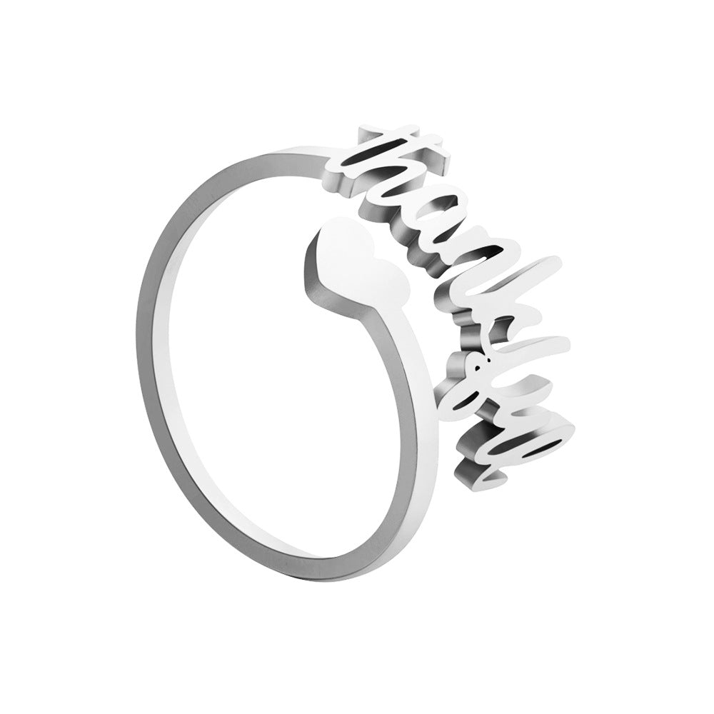European and American Thanksgiving Day gifts, thankful rings, women's fashion and versatile, personalized cut letter hand ornaments