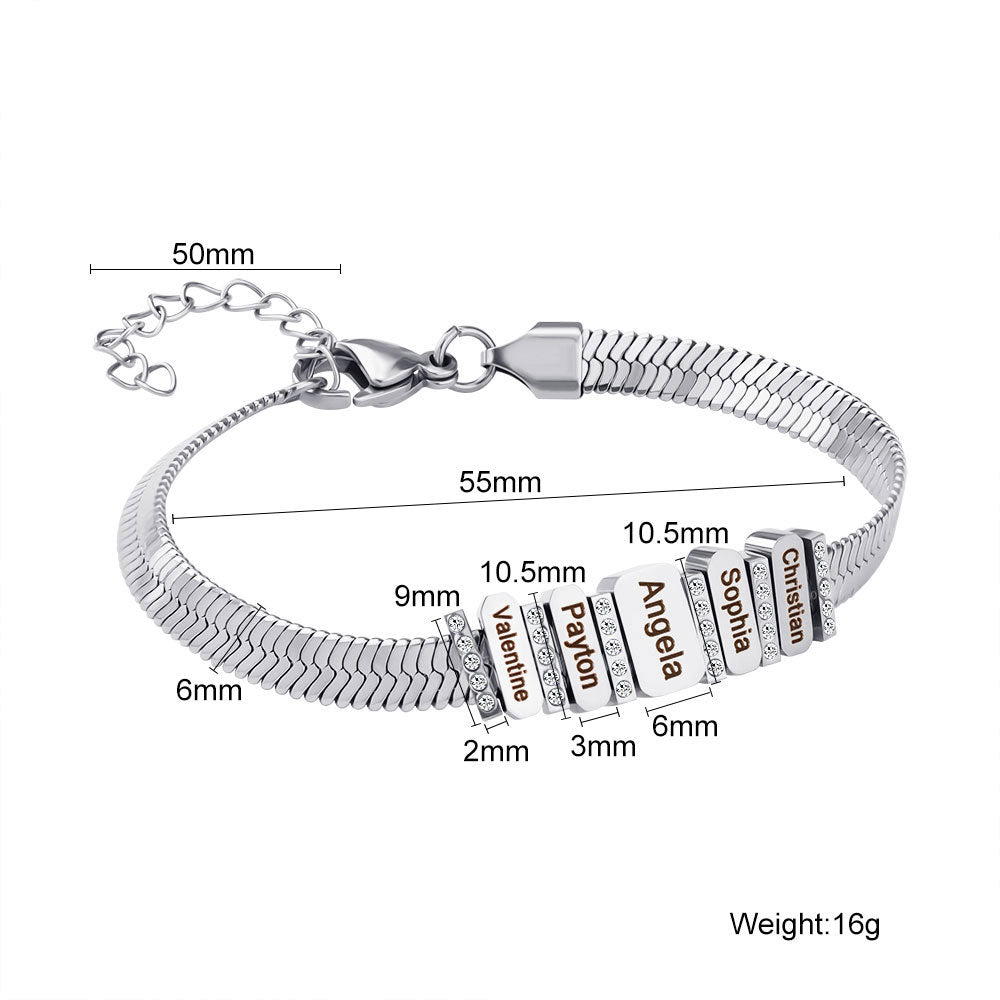 European and American new cross-border diamond-encrusted flat snake chain bracelet fashion and versatile letter bracelet hand jewelry