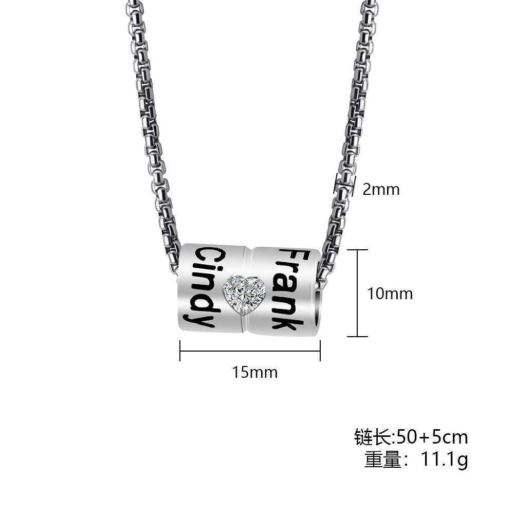 European and American  non-fading copper material, fashionable temperament, versatile women's necklace, engraved name pendant