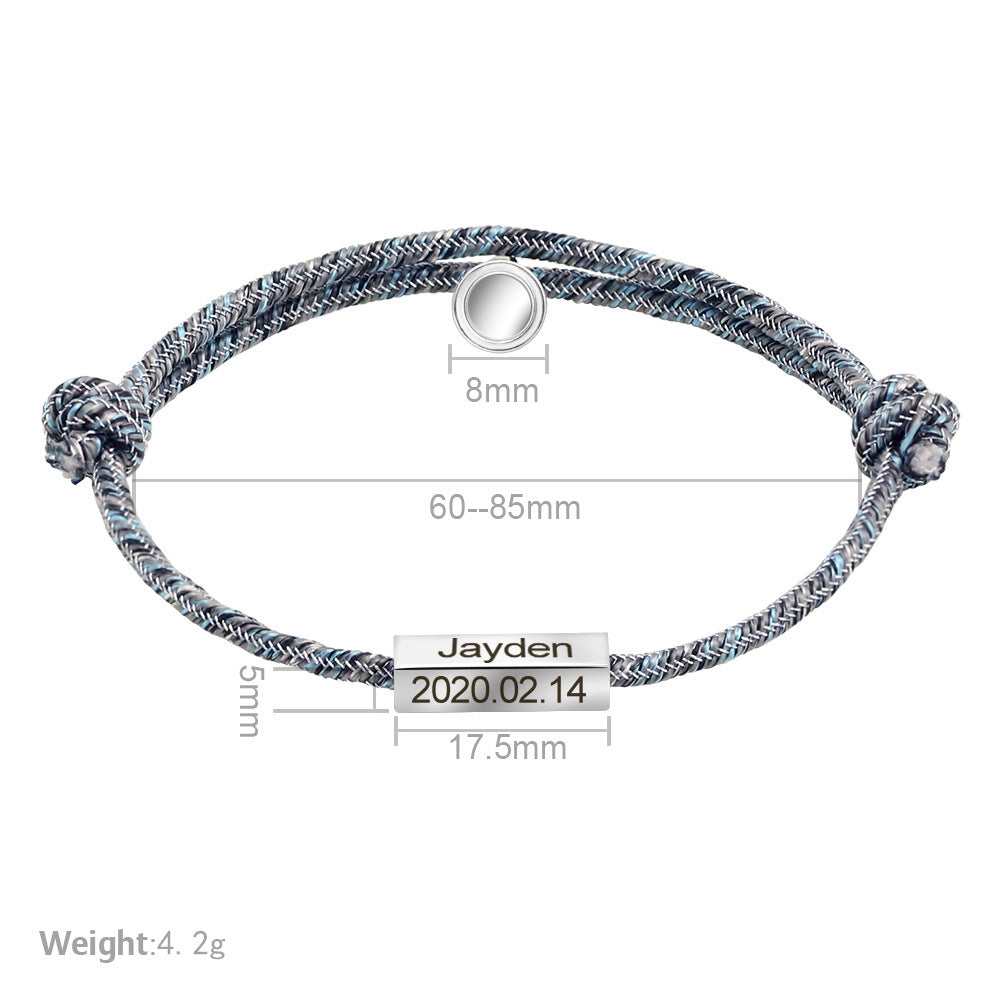 European and American  personality DIY engraved name weaving bracelet letter magnetic couple bracelet niche sense bracelet
