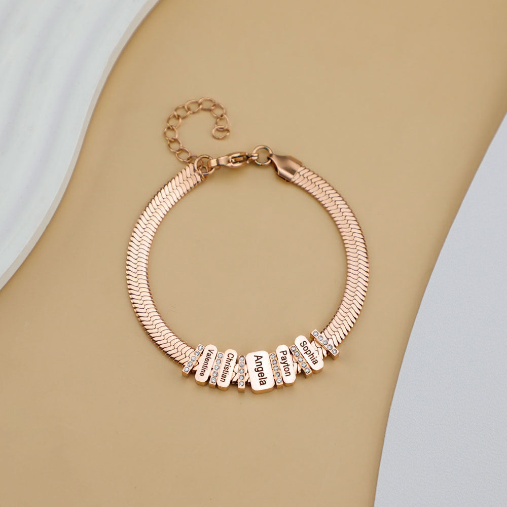 European and American new cross-border diamond-encrusted flat snake chain bracelet fashion and versatile letter bracelet hand jewelry