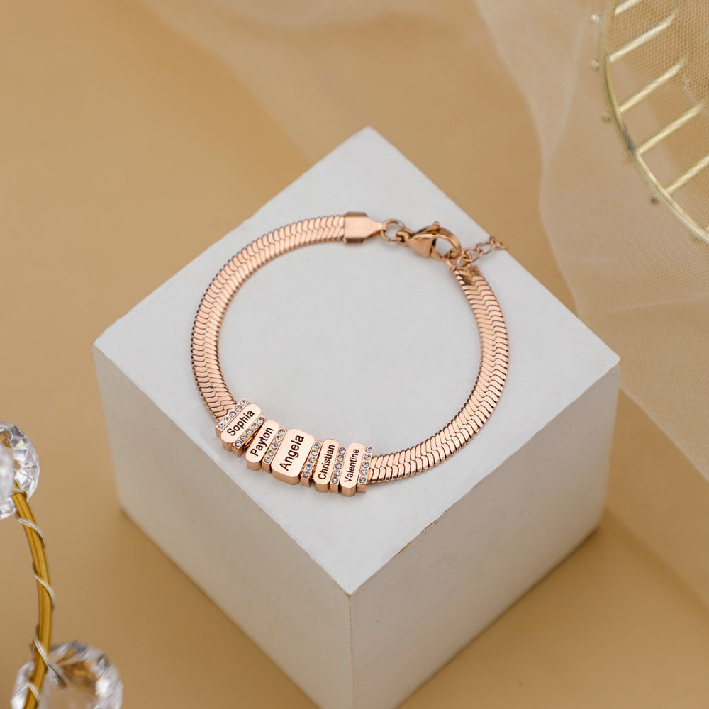 European and American new cross-border diamond-encrusted flat snake chain bracelet fashion and versatile letter bracelet hand jewelry
