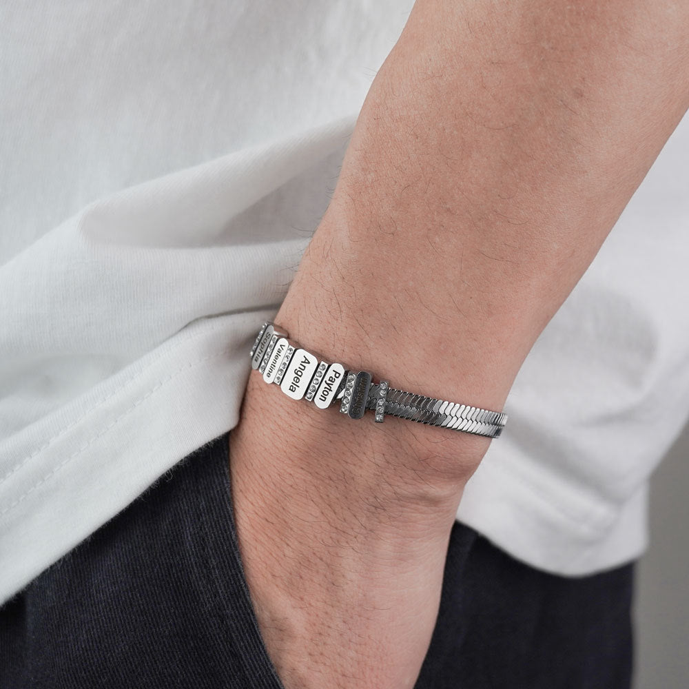 European and American new cross-border diamond-encrusted flat snake chain bracelet fashion and versatile letter bracelet hand jewelry