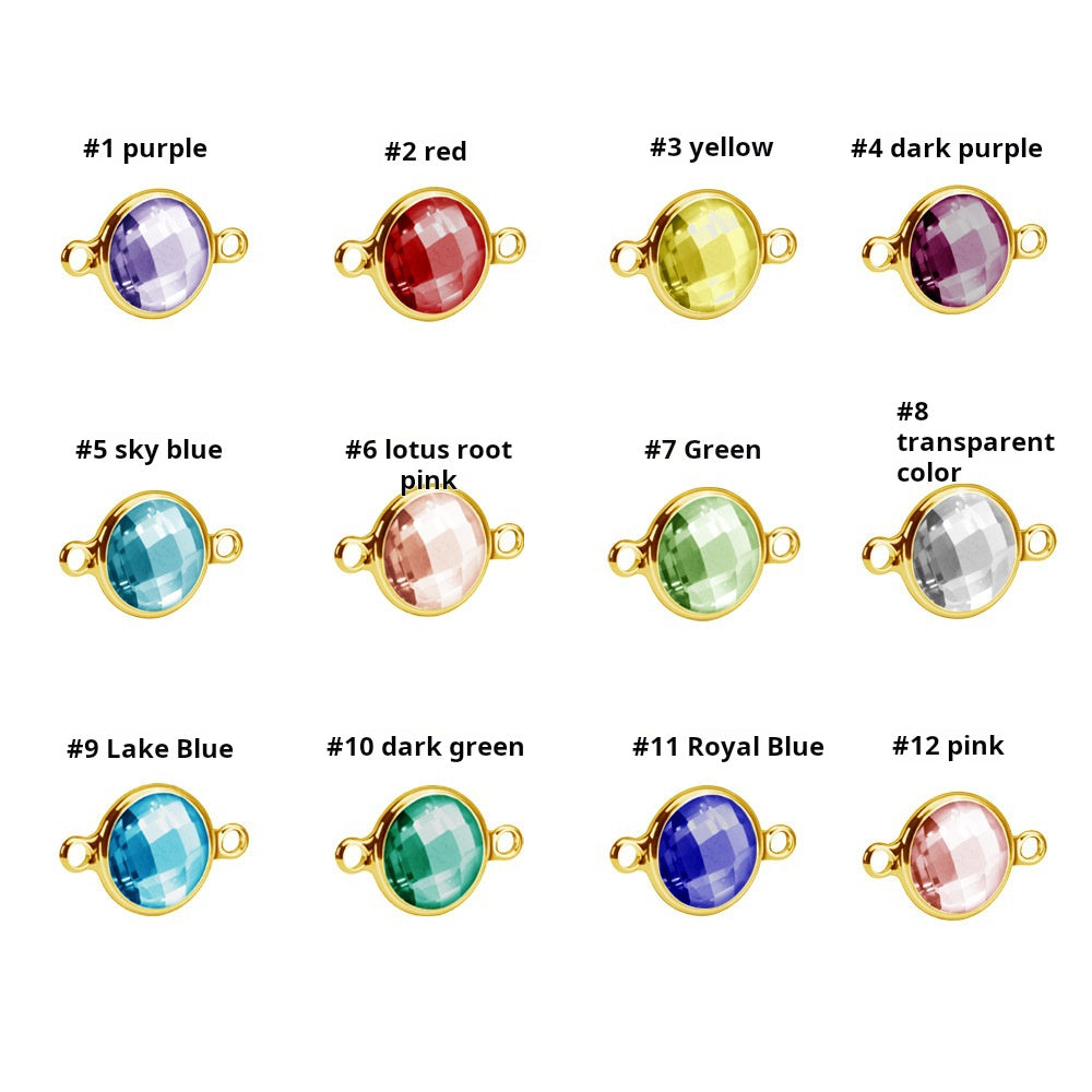 new European and American 12-color birthstone necklace women's fashion stitching 26 letter name jewelry colored diamond clavicle chain