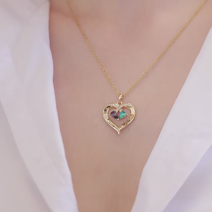 double-letter water drop couple necklace women's engraved name to send girlfriends peach heart pendant clavicle chain jewelry