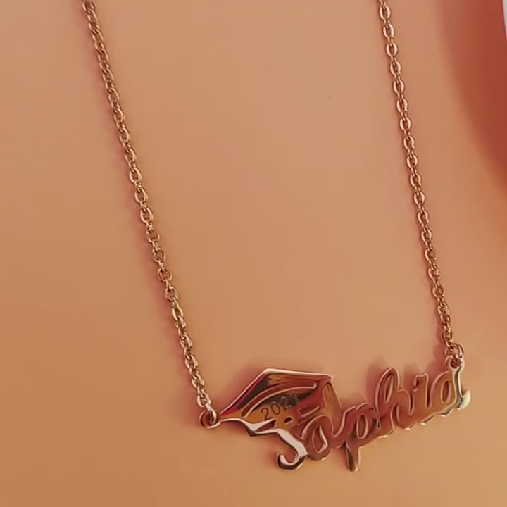 Titanium silver necklace bachelor cap graduation cap 2025  college student graduation commemorative gift doctor cap necklace