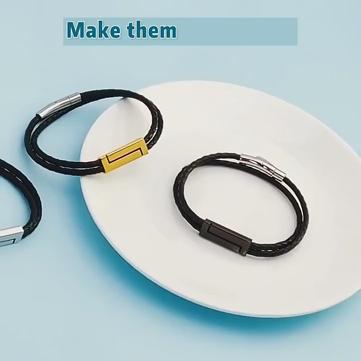 European and American fashion engraving woven personality DIY letter bracelet men's gift multi-color optional  bracelet