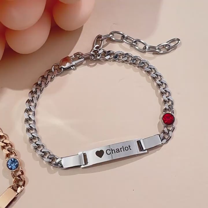 European and American children's personalized lettering with birthstone bracelet  new titanium bracelet jewelry
