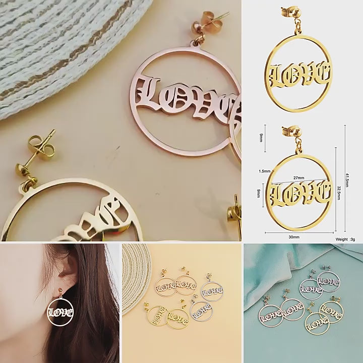 English Round Earrings Creative Personality Cute Women's Earrings Versatile Jewelry Earrings