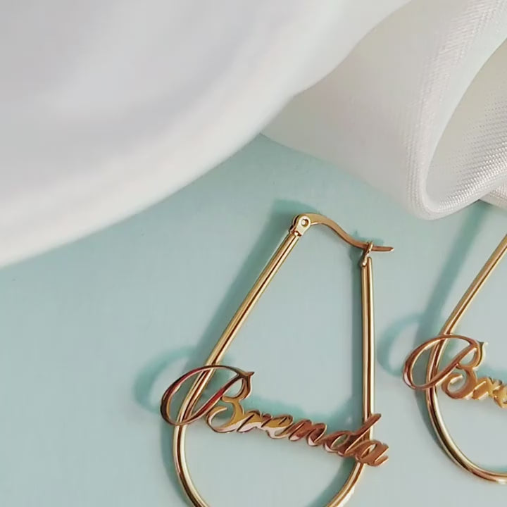 European and American Brenda U-shaped name earrings women's tide personality DIY English temperament earrings silver jewelry