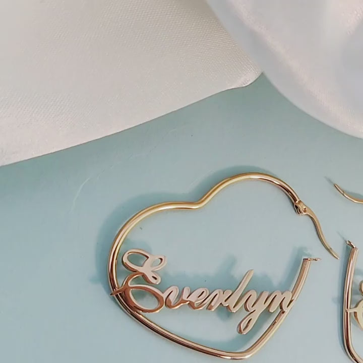 European and American new DIY English peach heart earrings girl pendant titanium silver stud earrings name creative fashion earrings